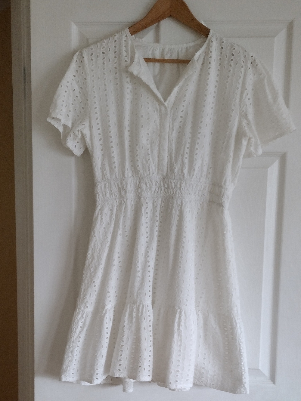 White Eyelet Short Sleeve Summer Dress